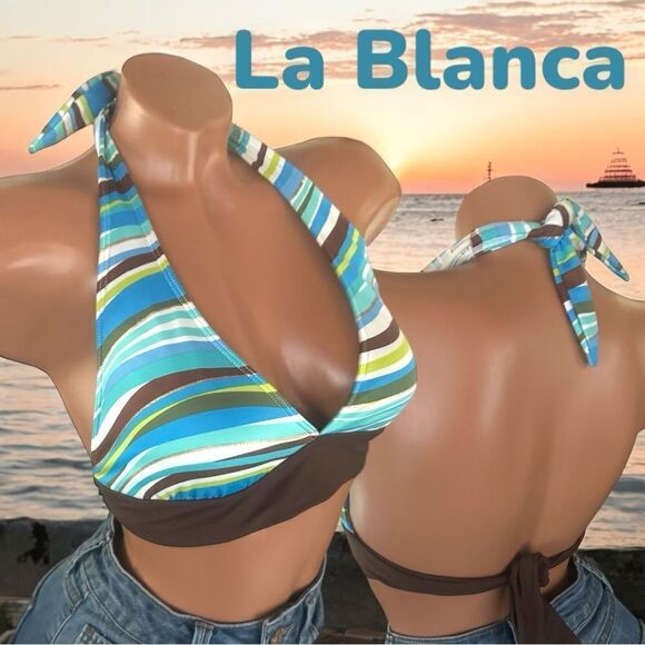 La Blanca Swimwear l Halter l Bikini, Bathing Suit Top l Tie Back l 10 l EUC - Picture 1 of 10